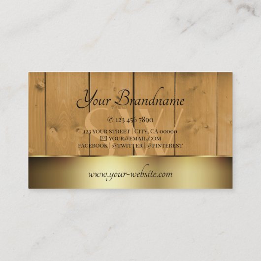 Cartes en bois rustique Grain en bois avec Monogra (Dos)