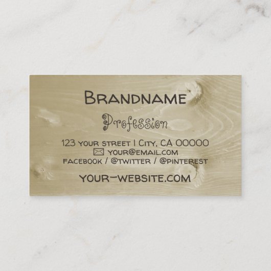 Cartes en bois rustique naturel Logo en écorce d'a (Dos)