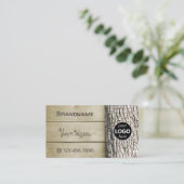 Cartes en bois rustique naturel Logo en écorce d'a (Debout devant)