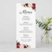 Cartes en rack de menu Mariage marsala et rose (Debout devant)