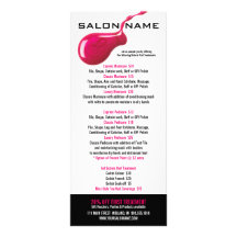 Cartes en rack du tarif du salon à ongles