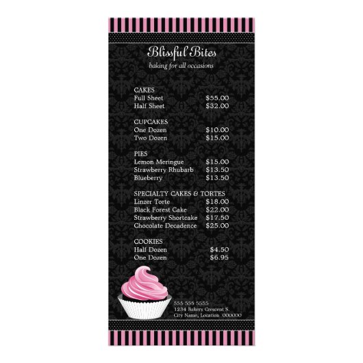 Cartes en rack élégantes pour boulangerie Cupcake (Devant)