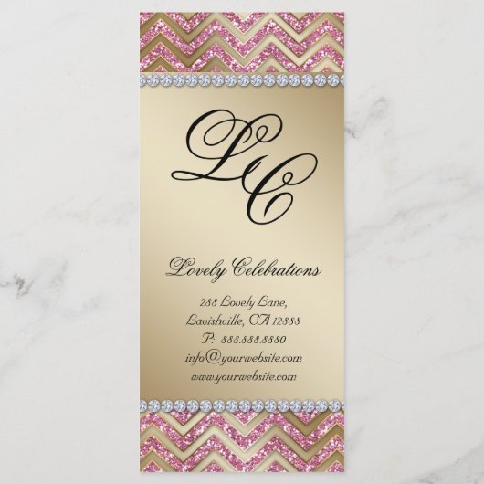 Cartes en rack Mariage Chevron Sparkle Or rose (Dos)