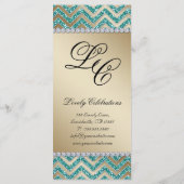 Cartes en rack Mariage Chevron Sparkle Turquoise G (Dos)