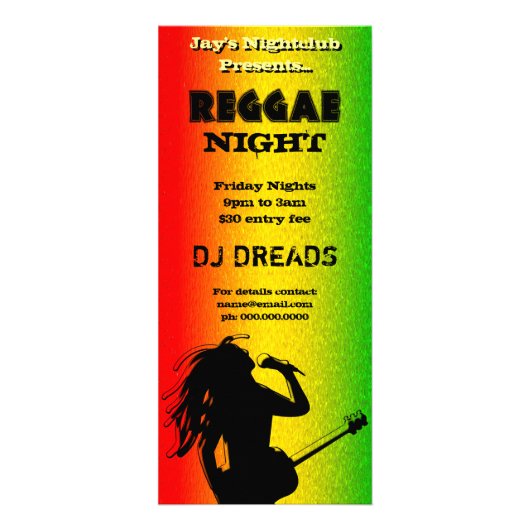 Cartes en rack pour la soirée reggae ou la discoth (Devant)