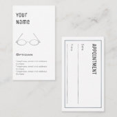 Cartes "essentielles" de rendez-vous d'opticien (Devant / Derrière)