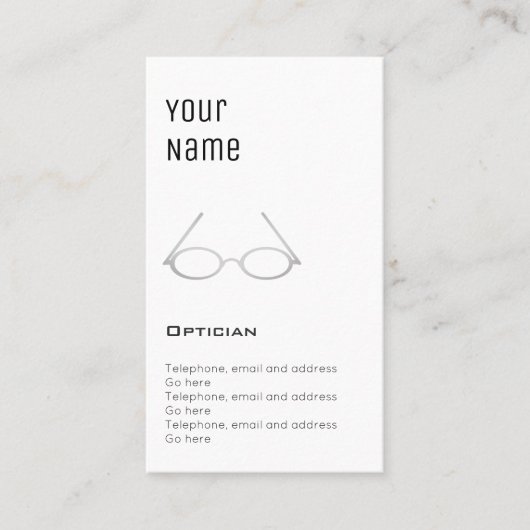 Cartes "essentielles" de rendez-vous d'opticien (Devant)