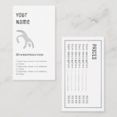 Cartes "essentielles" des prix de chiroprakteur (Devant / Derrière)