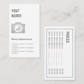 Cartes "essentielles" des prix de photographe (Devant / Derrière)