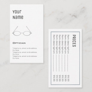 Cartes "essentielles" des prix d'opticien
