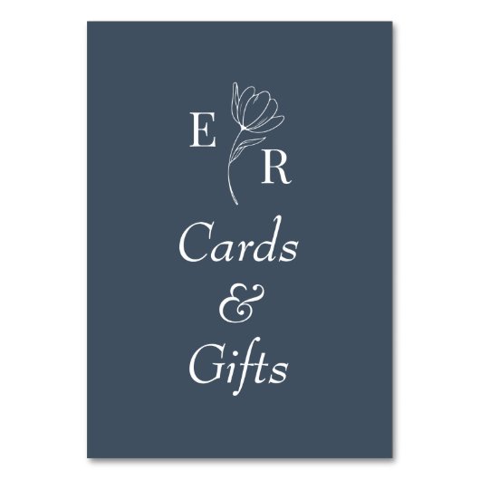 Cartes et cadeaux Ardoise Bleu Floral Monogramme S (Dos)