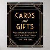 Cartes et cadeaux Black Gold Art Déco Mariage Sign (Devant)