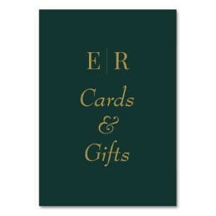 Cartes et cadeaux Emerald Green Monogramme Panneau