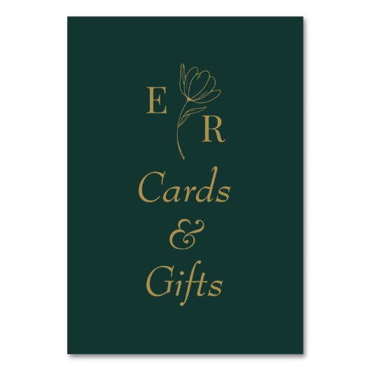 Cartes et cadeaux Emerald Vert Floral Monogramme S (Par défaut)