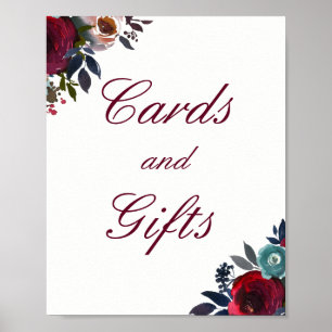 Cartes et Cadeaux Fleuris Rouge Bourgogne Affiche