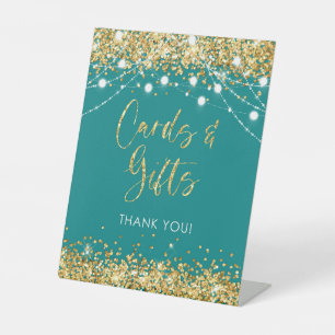 Cartes et cadeaux Panneau Pedestal Or Turquoise