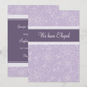 Cartes Faire-part à élopement florales pourpres (Devant / Derrière)