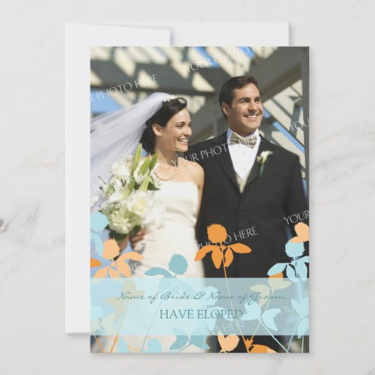 Cartes Faire-part Blue Orange Photo Elopement (Devant)