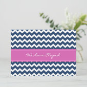 Cartes Faire-part Chevron Blue Rose Elopement (Debout devant)