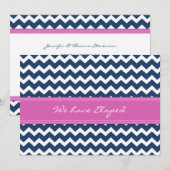Cartes Faire-part Chevron Blue Rose Elopement (Devant / Derrière)