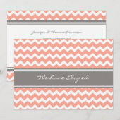 Cartes Faire-part Chevron Coral Grey (Devant / Derrière)