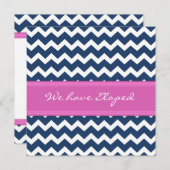 Cartes Faire-part Chevron Rose Blue Elopement (Devant / Derrière)