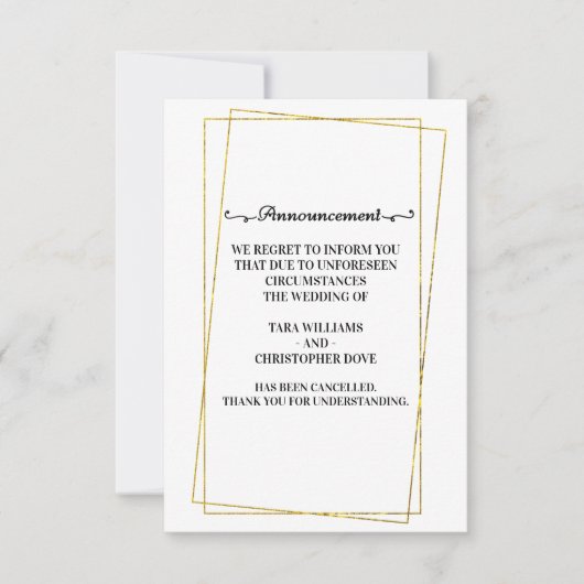 Cartes Faire-part d'annulation mariage (Devant)