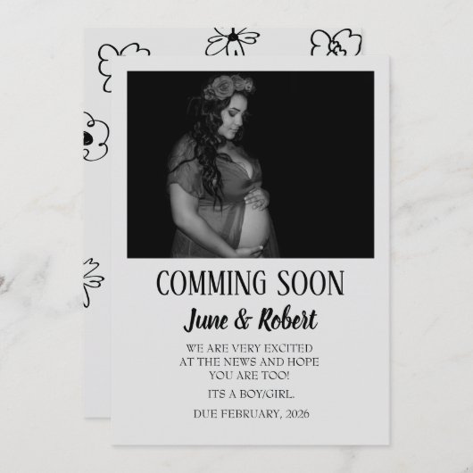 Cartes faire-part de grossesse (Devant / Derrière)