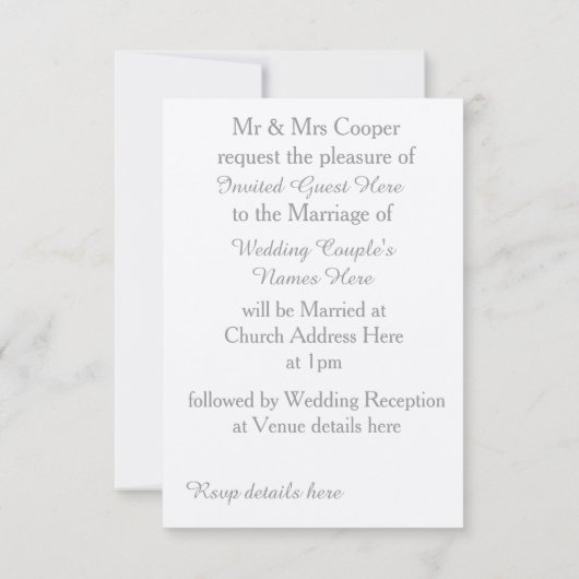 Cartes Faire-part de mariage (Dos)