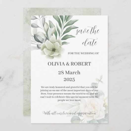 Cartes faire-part de mariage (Devant / Derrière)