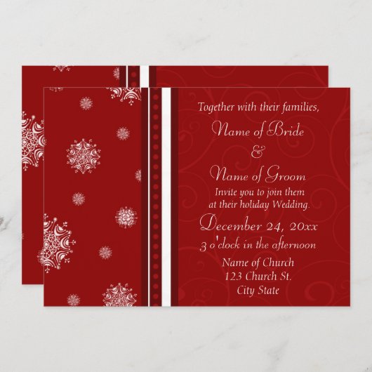 Cartes Faire-part de mariage de Noël (Devant / Derrière)