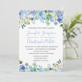 Cartes Faire-part de mariage Hydrangea Blue Waterc (Debout devant)