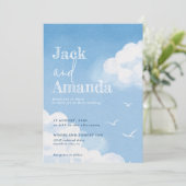 Cartes Faire-part de mariage Sky Watercolor bleu c (Debout devant)