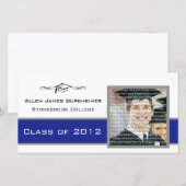 Cartes Faire-part photo Blue & Silver Graduation (Devant / Derrière)