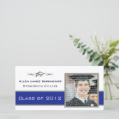 Cartes Faire-part photo Blue & Silver Graduation (Debout devant)