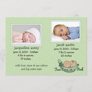 Cartes Faire-part pour bébés jumeaux