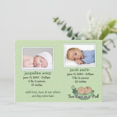 Cartes Faire-part pour bébés jumeaux (Debout devant)