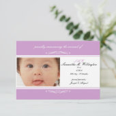 Cartes Faire-part pour bébés pourpres (Debout devant)