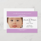 Cartes Faire-part pour bébés pourpres (Devant / Derrière)