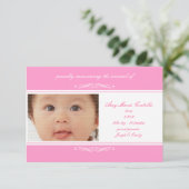Cartes Faire-part pour bébés roses (Debout devant)
