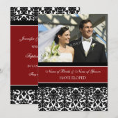 Cartes Faire-part Red Damask Photo Elopement (Devant / Derrière)