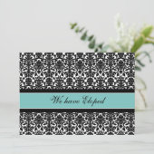 Cartes Faire-part turquoises Damask Elopement (Debout devant)