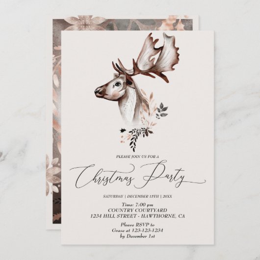 Cartes Festives de Noël Animal d'hiver (Devant / Derrière)