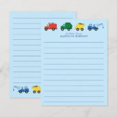 Cartes fixes pour enfants de Cute Trucks (Devant / Derrière)