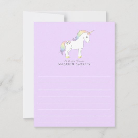 Cartes fixes Unicorn Cute Kids Pastel (Devant)