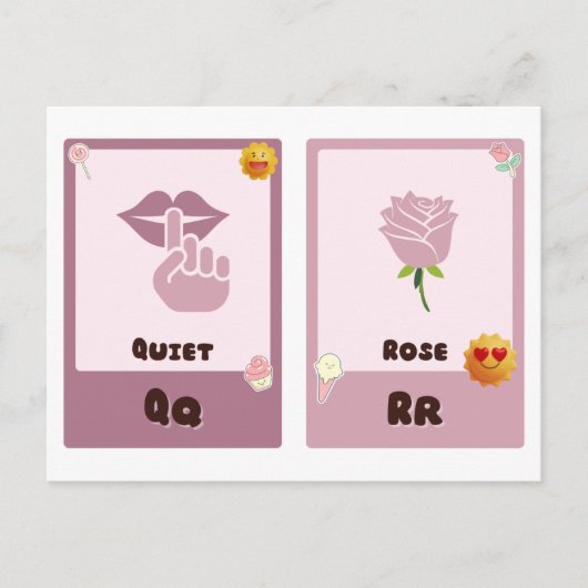 Cartes flash Alphabet, Cartes éducatives ABC Q,R,S (Devant)