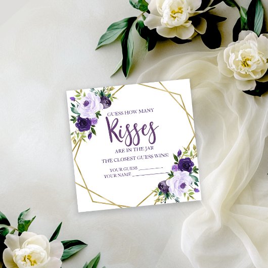 Cartes Fleurs Or Violet Devinez Combien de Bisous