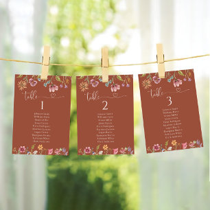 Cartes fleurs sauvages de tableau de Mariage