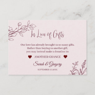 Cartes Florales Boho Ruby Wine "En Remplacement de