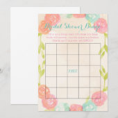 Cartes florales de bingo-test de Fête de la mariée (Devant / Derrière)